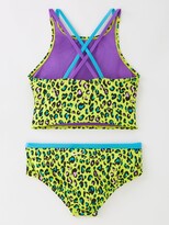 Thumbnail for your product : Nike GirlsCheetah Spiderback Midkini Set - Yellow