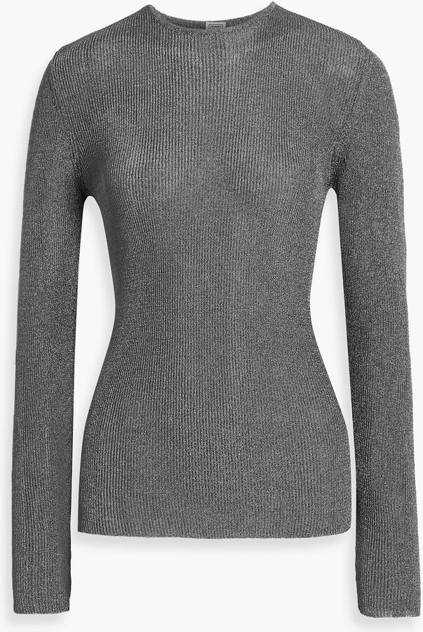 Totême Metallic ribbed cotton-blend sweater
