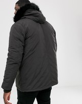 Thumbnail for your product : Brave Soul Plus parka jacket with faux fur trim in black