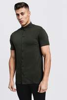 Thumbnail for your product : boohoo Muscle Fit Short Sleeve Grandad Jersey Shirt