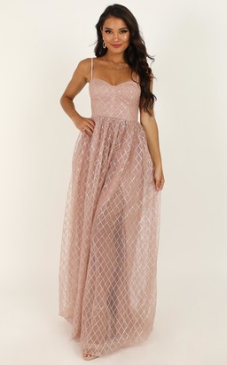 Showpo Sparkle With Love Dress in blush glitter - 4 (XXS) Dresses