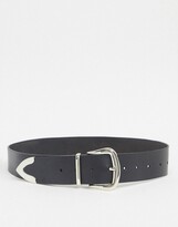 Thumbnail for your product : ASOS DESIGN DESIGN leather tipped jeans belt in black with shiny silver metal