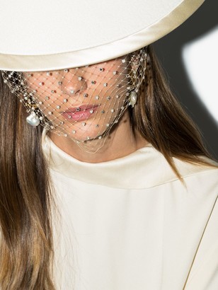 Gigi Burris Millinery Crystal-Embellished Veil Headband