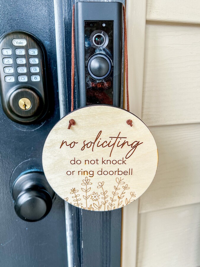 No Soliciting Wood Sign-Please Do Not Knock Sign-Sleeping Baby Sign-Dogs Will Bark Sign-Doorbell Sign