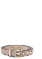Thumbnail for your product : Valentino Rockstud Skinny Leather Belt - Womens - Beige