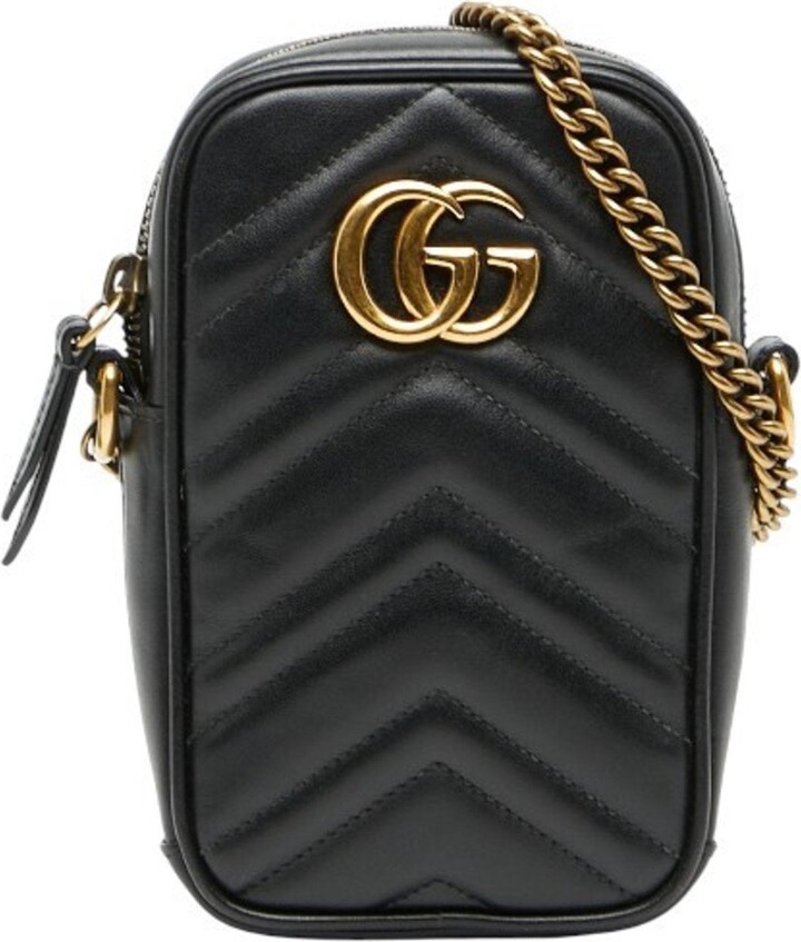 Gucci Gg Marmont Black Leather Shoulder Bag (Pre-Owned)
