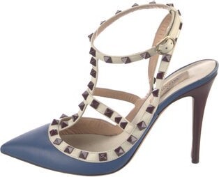 Valentino Rockstud Accents Leather T-Strap Pumps