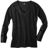 Thumbnail for your product : Mossimo Women's V-Neck Sweater w/ Faux Leather - Assorted Colors