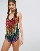 Thumbnail for your product : Jaded London Rainbow Sequin Fringe Swimsuit