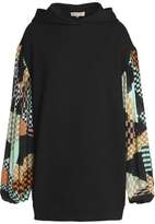 Thumbnail for your product : Emilio Pucci Paneled Cotton-Fleece And Pleated Crepe Sweatshirt