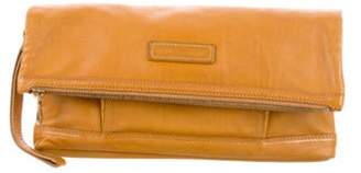 Longchamp Leather Fold-Over Wristlet Clutch gold Leather Fold-Over Wristlet Clutch