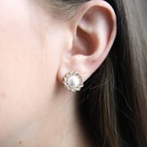 Thumbnail for your product : Canvas Style Walker Pearl and Pave Flower Stud Earrings in Ivory - White
