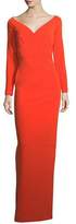 Thumbnail for your product : SOLACE London Victorie V-Neck Long-Sleeve Column Evening Gown