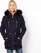 Thumbnail for your product : ASOS Wool Parka With Faux Fur Hood