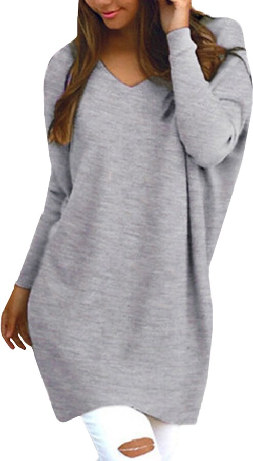 Long Sleeve Tunic Jumpers Ladies Style Dome Womens Oversized