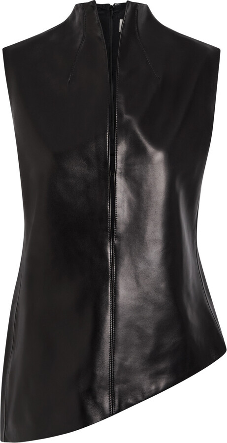 KHAITE Von Split-front Asymmetric Leather top