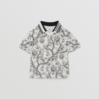 Burberry Childrens Floral Sketch Print Cotton Piqué Polo Shirt