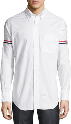 Thom Browne Classic Arm-Stripe Long-Sleeve Oxford Shirt