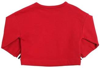 MonnaLisa Cropped Cotton Sweatshirt W/ Studs
