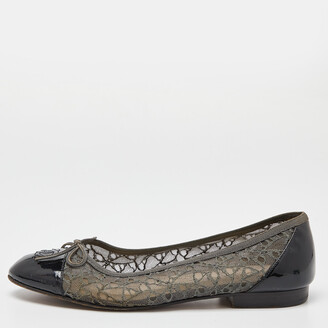 Gray Patent Leather Ballet Flats