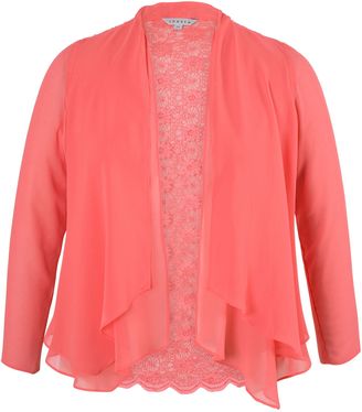 House of Fraser Chesca Plus Size Chiffon Shrug with Lace Back