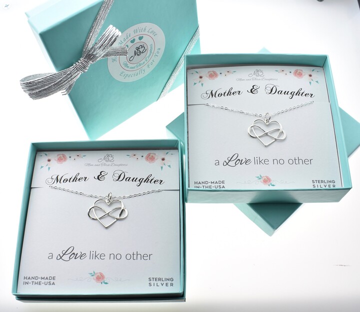 Etsy sterling Silver Mother Daughter Infinity Heart Necklace Set