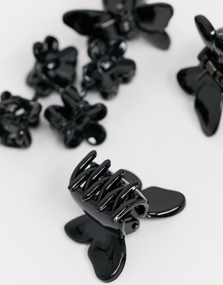 ASOS DESIGN pack of 8 hair clips in flower and butterfly shape in black