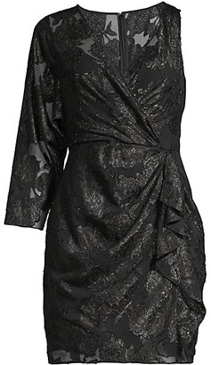 BCBGMAXAZRIA Asymmetric Metallic Jacquard Dress