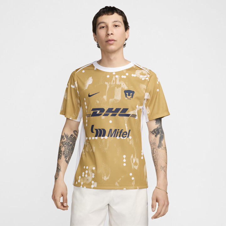 Nike Pumas UNAM Academy Pro Men's Dri-FIT Soccer Short-Sleeve Pre-Match Top in Brown | FN9660-714