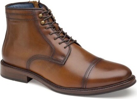 Johnston & Murphy Men's XC Flex Raleigh Cap Toe Zip Dress Boots Dress 8.5 Tan Full Grain