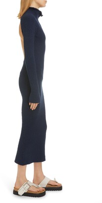 Acne Studios Kennice Ribbed Long Sleeve Slub Midi Sweater Dress