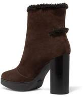 Thumbnail for your product : Tod's Shearling-trimmed Suede Platform Ankle Boots