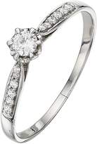 Thumbnail for your product : Love DIAMOND 9 Carat White Gold 20 Points Diamond Solitaire Ring with Diamond Shoulders
