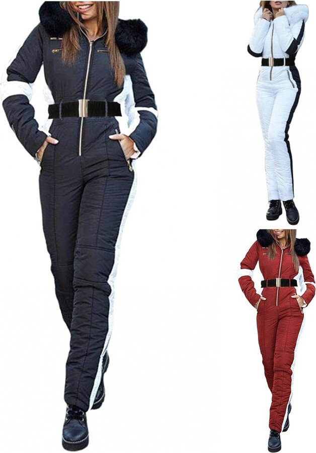 TRHEDL Women's Snowsuit OnePiece Ski Overall Warm Winter Hoodie Ski