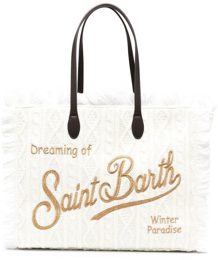 Mc2 Saint Barth Logo Printed Fringed Tote Bag