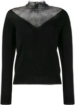 Thumbnail for your product : RED Valentino lace panel V-neck jumper