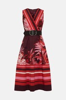 Thumbnail for your product : Karen Millen Floral Border Print Cotton Sateen Midi Dress