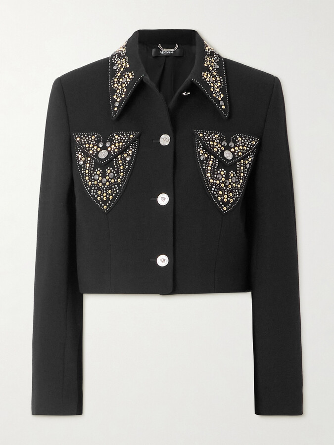 Versace Embellished Wool Jacket - Black