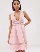 Thumbnail for your product : ASOS DESIGN lace insert ruffle back mini prom dress