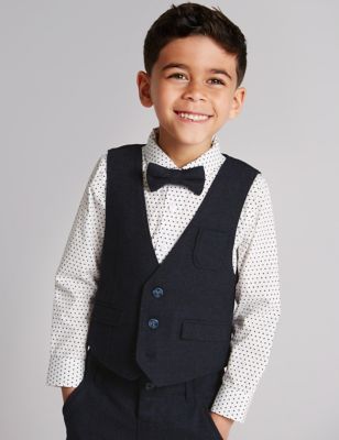 Marks and Spencer 3 Piece Waistcoat, Shirt & Bow Tie Outfit (1-7 Years)