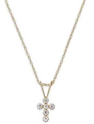 Macy's Children's Cubic Zirconia Cross Pendant Necklace in 14k Gold