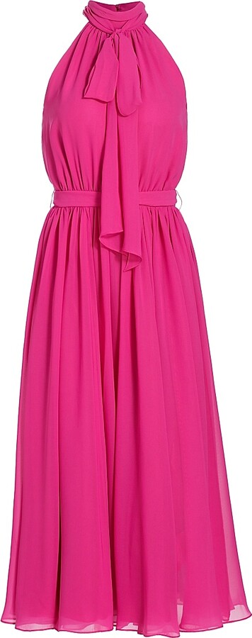 Catherine Regehr Women's Jasmine Georgette Tieneck Midi-Dress - Raspberry - Size 8