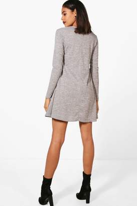 boohoo Embroidered Knit Swing Dress