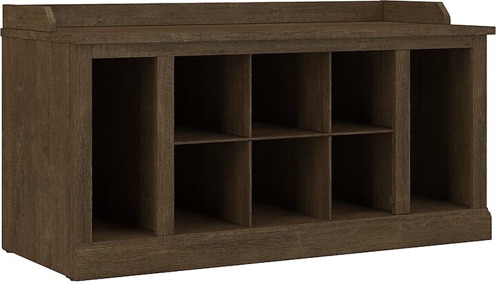 Bush Furniture Woodland 40W Shoe Storage Bench with Shelves, Ash Brown (WDS240ABR-03)