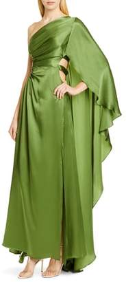Cult Gaia Cosette One-Shoulder Silk Satin Formal Dress