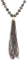 Thumbnail for your product : 2MM Grey Seed Pearl, Diamond & 18K Yellow Gold Tassel