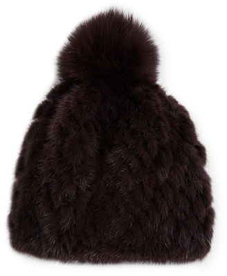 Pologeorgis Knitted Fur Hat w/ Pompom