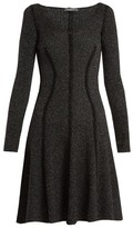 Thumbnail for your product : Alexander McQueen Speckled Flared-skirt Ribbed-knit Dress - Black