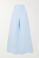 Linen Wide-leg Pants - Blue 