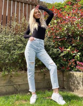 stradivarius ripped mom jeans